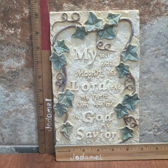 Plaster Wall Plaque Christian Inspirational Quote My Soul doth Magnify the Lord - Picture 10 of 11